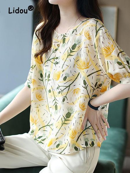 t-shirt elegance floral loose blouse women summer new short sleeve simple round neck korean printing fashion allmatch pullover shirt, White
t-shirt elegance floral loose blouse women summer new short sleeve simple round neck korean printing fashion allmatch pullover shirt, White