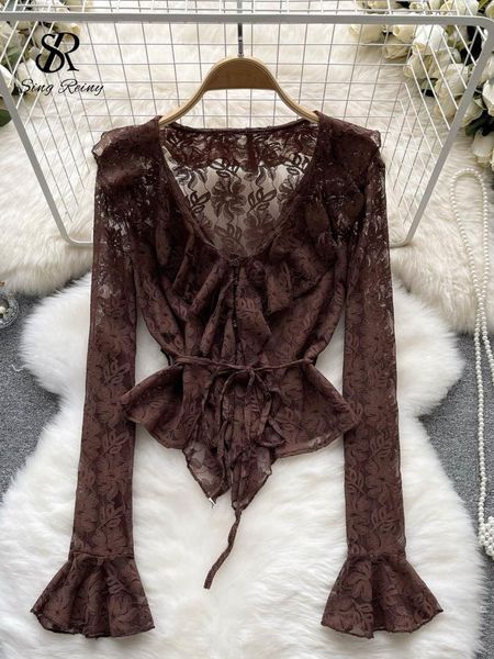 t-shirt singreiny hollow out autumn lace fashion flare sleeve ruffles design 2022 female french popular slim tie thin blouse, White
t-shirt singreiny hollow out autumn lace fashion flare sleeve ruffles design 2022 female french popular slim tie thin blouse, White
