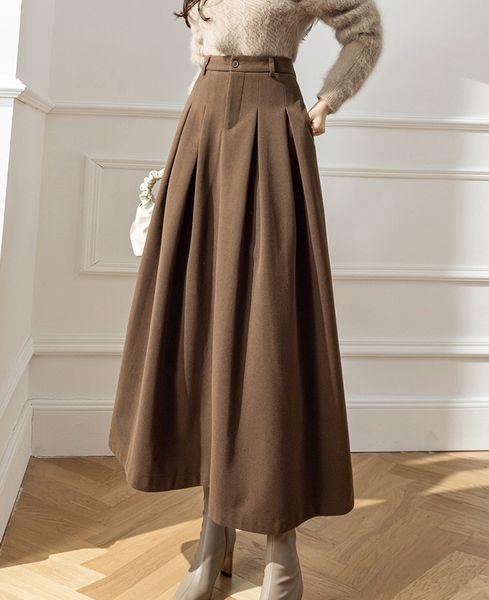 skirts elegant women woolen skirts for female pockets office ladies casual loose a-line high waist midi skirt autumn winter sk11 230419, Black
skirts elegant women woolen skirts for female pockets office ladies casual loose a-line high waist midi skirt autumn winter sk11 230419, Black