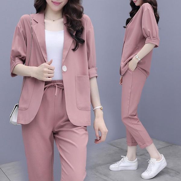 pants office ladies suit spring half sleeve single buckle blazer elastic high waist cropped pants women fashion casual clothes set, White
pants office ladies suit spring half sleeve single buckle blazer elastic high waist cropped pants women fashion casual clothes set, White