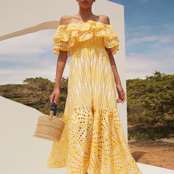 australian dress with double-sided ruffles and a straight neckline embroidered hollowed out long dress, feminine off the shoulder dress, Black;gray
australian dress with double-sided ruffles and a straight neckline embroidered hollowed out long dress, feminine off the shoulder dress, Black;gray