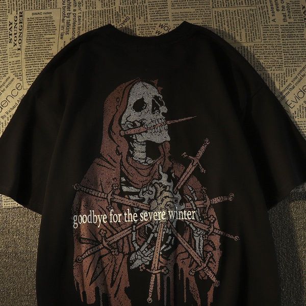women's tshirt american retro hiphop skull pure cotton shortsleeved tshirt female loose european and fashion brand spring goth 230419, White
women's tshirt american retro hiphop skull pure cotton shortsleeved tshirt female loose european and fashion brand spring goth 230419, White