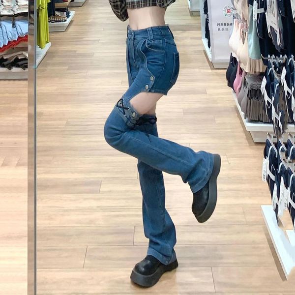 jeans summer chic girls jeans detachable splicing high waist bare legs denim pants women 2022 new fashion slim denim trousers, Blue
jeans summer chic girls jeans detachable splicing high waist bare legs denim pants women 2022 new fashion slim denim trousers, Blue