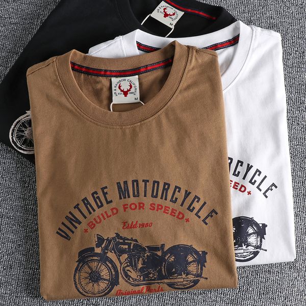 men's tshirts summer american retro shortsleeved motorcycle printed tshirt fashion 100 cotton washed old round neck casual 230419, White;black
men's tshirts summer american retro shortsleeved motorcycle printed tshirt fashion 100 cotton washed old round neck casual 230419, White;black