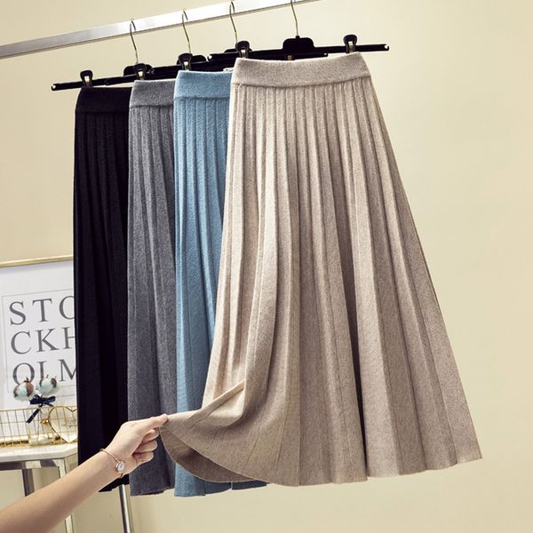 skirts spring winter women knitted pleated skirt fashion midi skirt solid color loose high waist skirts casual female women's bottoms 2, Black
skirts spring winter women knitted pleated skirt fashion midi skirt solid color loose high waist skirts casual female women's bottoms 2, Black