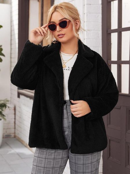 outerwear plus size elegant fashion teddy jacket women open front pockets sides winter coat clothing for large 6xl, Black
outerwear plus size elegant fashion teddy jacket women open front pockets sides winter coat clothing for large 6xl, Black