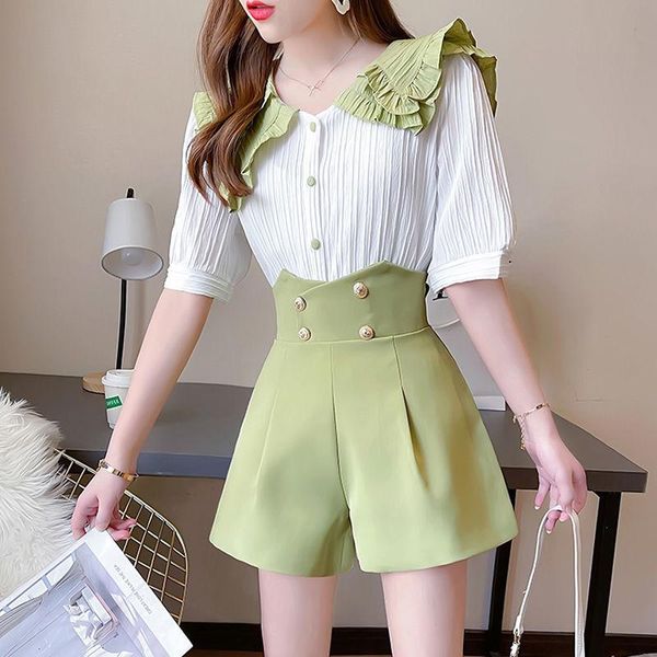 dress women 2022 summer new fashion 2 piece short set female puff sleeve blouses and shorts suit office lady elegant chic outfits m57, White
dress women 2022 summer new fashion 2 piece short set female puff sleeve blouses and shorts suit office lady elegant chic outfits m57, White