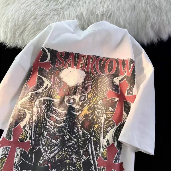 womens tshirt american cotton high street skull print short sleeve tshirt summer loose occidental fashion hiphop goth korean 230419, White
womens tshirt american cotton high street skull print short sleeve tshirt summer loose occidental fashion hiphop goth korean 230419, White