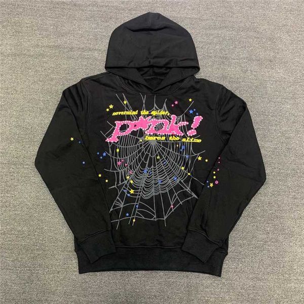 

Men's Hoodies Sweatshirts Young Thug Top Quality Spder Web Men Loose Sweatpants Winter Gothic Punk Heavy Fabric Pullovers Designer hoodie for men and women hoodies, Pink