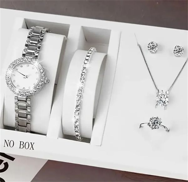 1pc quartz watch stainless steel strap 5pcs rhinestone jewelry women watch jewelry set, Slivery;golden
1pc quartz watch stainless steel strap 5pcs rhinestone jewelry women watch jewelry set, Slivery;golden