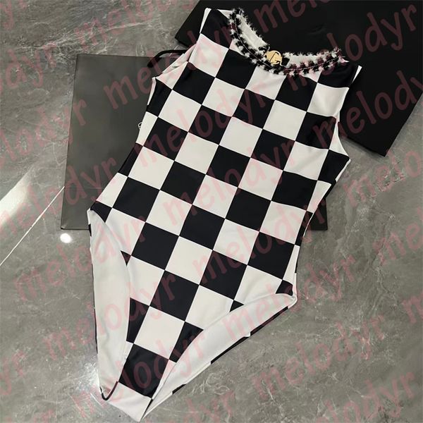 backless swimwear plaid print bathing suit womens summer sleeveless one piece swimsuit, Black
backless swimwear plaid print bathing suit womens summer sleeveless one piece swimsuit, Black