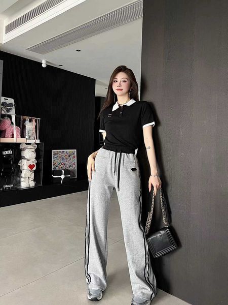 23ss womens tracksuits casual suit womens designer clothing lapel letter logo embroidery short sleeve ribbon splicing casual trousers set wo, Gray
23ss womens tracksuits casual suit womens designer clothing lapel letter logo embroidery short sleeve ribbon splicing casual trousers set wo, Gray