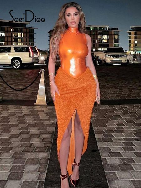 dress soefdioo orange two piece set women oneck sleeveless bodysuits and high slit feather skirts matching autumn party clubwear, White
dress soefdioo orange two piece set women oneck sleeveless bodysuits and high slit feather skirts matching autumn party clubwear, White