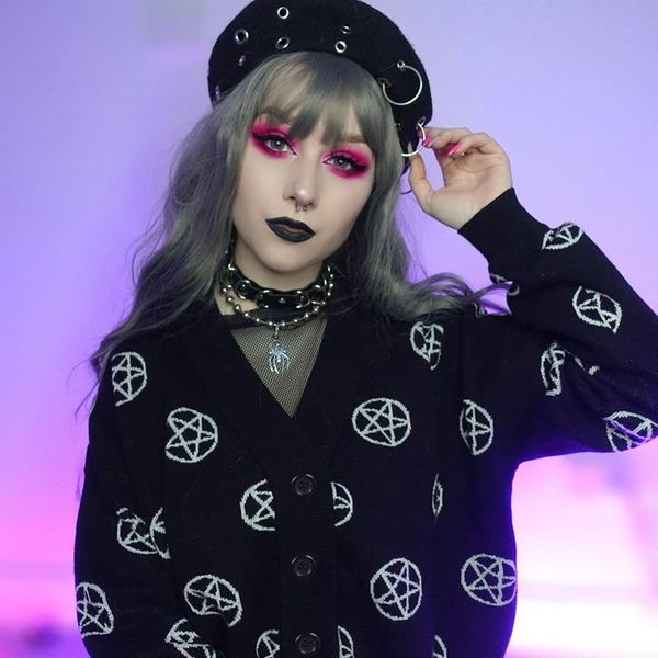 sweaters biggorange gothic black pentagram print knitted cardigan women fairy grunge oversized sweater cardigan y2k long sleeve coats, White;black
sweaters biggorange gothic black pentagram print knitted cardigan women fairy grunge oversized sweater cardigan y2k long sleeve coats, White;black