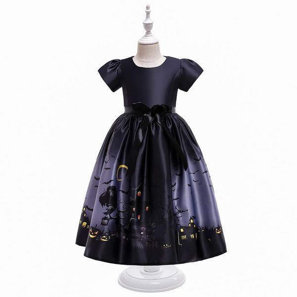 girl's dresses baby girls formal summer clothes kids wear skirt print long costume halloween e18576, Red;yellow
