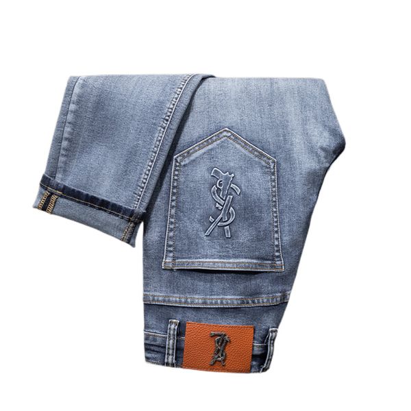 men's jeans spring summer thin men slim fit european american high-end brand small straight double f pants f216-1, Blue
men's jeans spring summer thin men slim fit european american high-end brand small straight double f pants f216-1, Blue