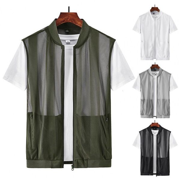 men's vests baseball collar sleeveless pockets zipper placket fishing summer mesh hollow waistcoat streetwear 230420, Black;white
men's vests baseball collar sleeveless pockets zipper placket fishing summer mesh hollow waistcoat streetwear 230420, Black;white