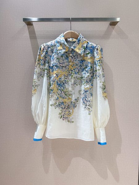 women's blouses & shirts australian designer designs a button placket with floral pattern, lantern sleeve shirt, White
women's blouses & shirts australian designer designs a button placket with floral pattern, lantern sleeve shirt, White