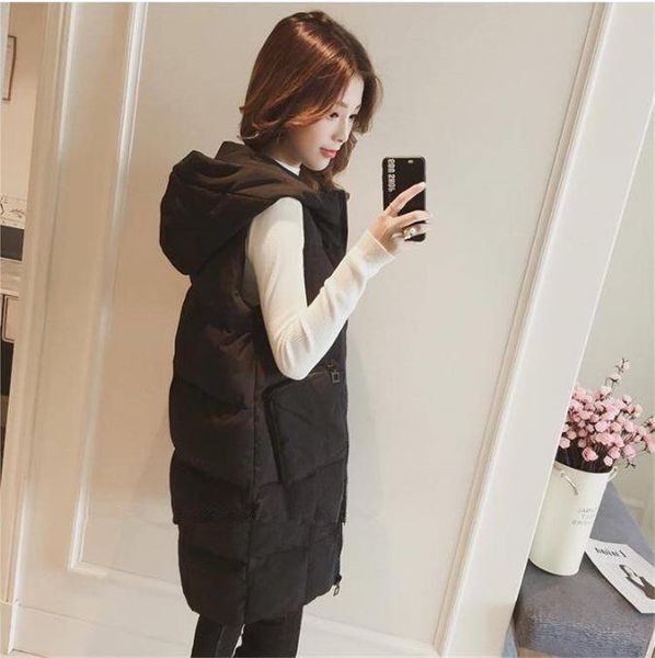 vests winter new down cotton waistcoat outwear women's midlength slim and thin outer wear thickened warm hooded waistcoat vest women, Black;white
vests winter new down cotton waistcoat outwear women's midlength slim and thin outer wear thickened warm hooded waistcoat vest women, Black;white