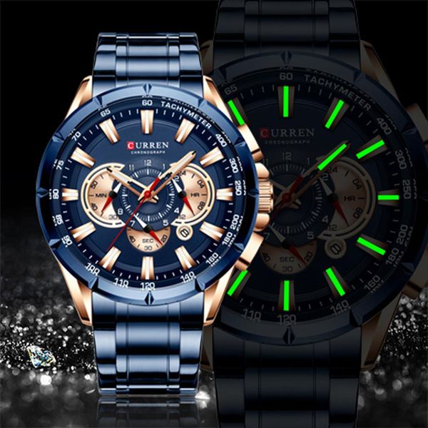 curren luxury brand men's watch blue quartz wristwatch sports chronograph clock male stainless steel band fashion business wa2934, Slivery;brown
curren luxury brand men's watch blue quartz wristwatch sports chronograph clock male stainless steel band fashion business wa2934, Slivery;brown