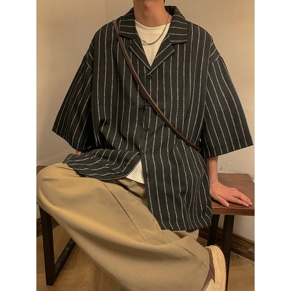 men's casual shirts legible summer striped shirts men casual loose turn down collar short sleeve shirts for man 230420, White;black
men's casual shirts legible summer striped shirts men casual loose turn down collar short sleeve shirts for man 230420, White;black