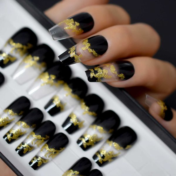 false nails gold glitter deco ombre black french fake nails coffin glossy press on false nails full fingernails wear tips custom box j230419, Red;gold
false nails gold glitter deco ombre black french fake nails coffin glossy press on false nails full fingernails wear tips custom box j230419, Red;gold