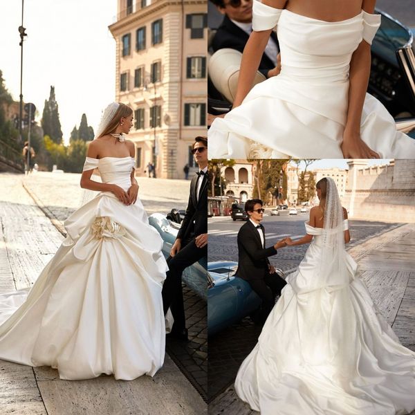 bohemian beach lace a line wedding dresses off shoulder handmade flowers pleats draped sati n sweep train boho beach bridal gowns second rec, White
bohemian beach lace a line wedding dresses off shoulder handmade flowers pleats draped sati n sweep train boho beach bridal gowns second rec, White