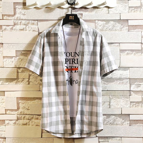 men's casual shirts casual short sleeve shirts for men summer harajuku cotton plaid shirt for men casual print short sleeve lapel men&#, White;black
men's casual shirts casual short sleeve shirts for men summer harajuku cotton plaid shirt for men casual print short sleeve lapel men&#, White;black