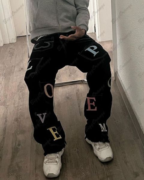 mens jeans irregular letter print multipocket punk style trousers y2k jeans trend korean comfortable loose streetwear men 230420, Blue
mens jeans irregular letter print multipocket punk style trousers y2k jeans trend korean comfortable loose streetwear men 230420, Blue