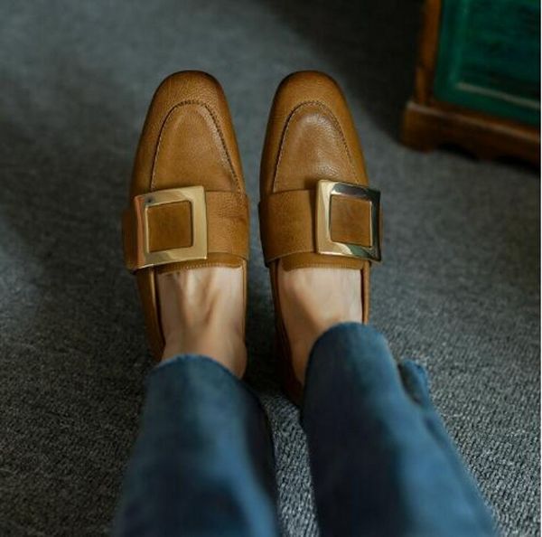 metal buckle loafers women full grain leather slip on flats fashion lady driving boats single shoes, Black
metal buckle loafers women full grain leather slip on flats fashion lady driving boats single shoes, Black