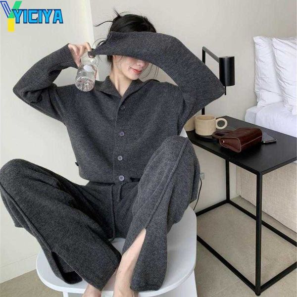 yiciya women's two piece pants women winter knitted casual set autumn lazy wind cardigan sweater coat wide leg solid suit, White
yiciya women's two piece pants women winter knitted casual set autumn lazy wind cardigan sweater coat wide leg solid suit, White