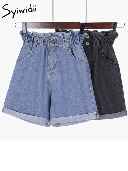 women's shorts syiwidii elastic waist shorts women short feminino denim ladies black high waist shorts 5xl ruffles button summer new 23, White;black
women's shorts syiwidii elastic waist shorts women short feminino denim ladies black high waist shorts 5xl ruffles button summer new 23, White;black
