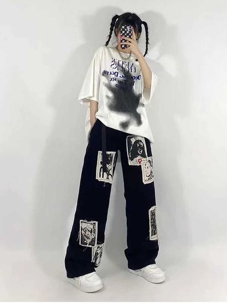 men's jeans houzhou grunge punk retalhos jeans preto mulheres hip hop streetwear imprimir oversize calas de perna larga 90s calas da fo, Blue
men's jeans houzhou grunge punk retalhos jeans preto mulheres hip hop streetwear imprimir oversize calas de perna larga 90s calas da fo, Blue