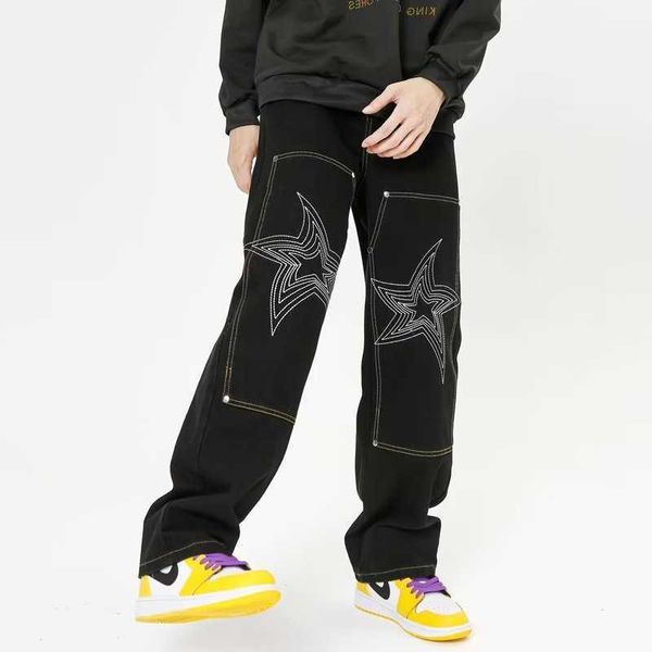 men's jeans 2023 new fashion star embroidery black baggy men jeans pants y2k clothes straight loose hip hop denim trousers pantalones h, Blue
men's jeans 2023 new fashion star embroidery black baggy men jeans pants y2k clothes straight loose hip hop denim trousers pantalones h, Blue