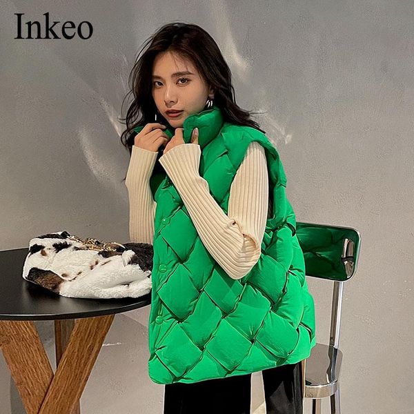 vests high street knitted sleeveless vest autumn winter 2021 fashion green stand collar puffer jacket loose outerwear warm inkeo 1o197, Black;white
vests high street knitted sleeveless vest autumn winter 2021 fashion green stand collar puffer jacket loose outerwear warm inkeo 1o197, Black;white
