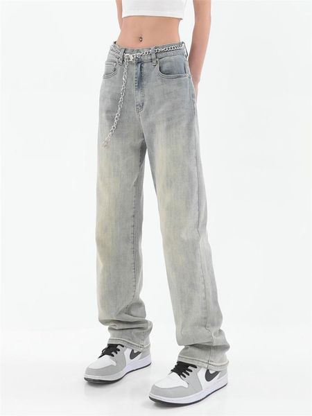 jeans american street yellow mud dyed jeans women's summer new washed and worn casual straight mopping pants denim trousers female, Blue
jeans american street yellow mud dyed jeans women's summer new washed and worn casual straight mopping pants denim trousers female, Blue