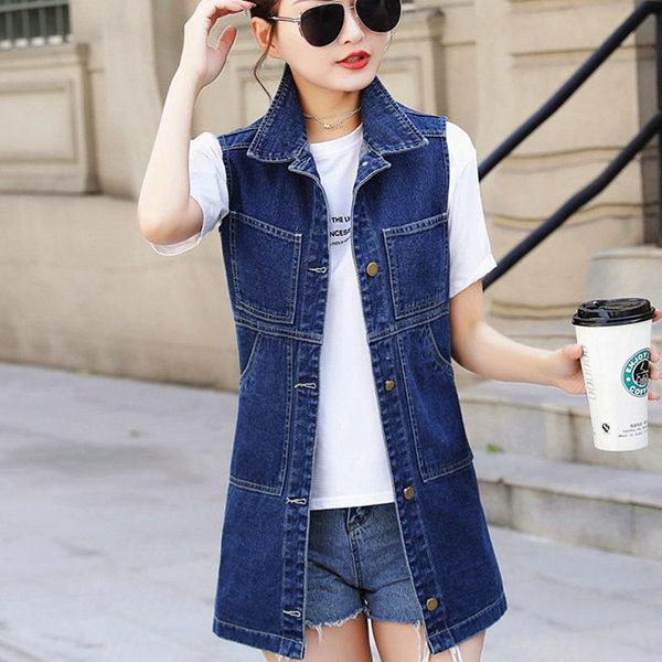vests 2022 autumn new women long denim vest coat 6xl korean tassel ripped jeans jacket waistcoat female casual sleeveless outwear, Black;white
vests 2022 autumn new women long denim vest coat 6xl korean tassel ripped jeans jacket waistcoat female casual sleeveless outwear, Black;white