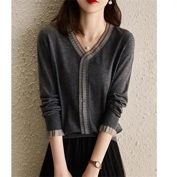 sweaters vneck fashion knit sweater women's spring autumn 2022 new temperament slim lace mesh ggauze fungus edge longssleeved allmatch, White;black
sweaters vneck fashion knit sweater women's spring autumn 2022 new temperament slim lace mesh ggauze fungus edge longssleeved allmatch, White;black