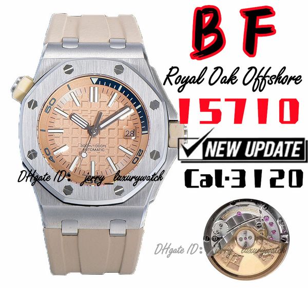 bf luxury men's diving watch 15710 color series 42mm cal.3120 movement, super luminous, natural rubber strap camel, Slivery;brown
bf luxury men's diving watch 15710 color series 42mm cal.3120 movement, super luminous, natural rubber strap camel, Slivery;brown