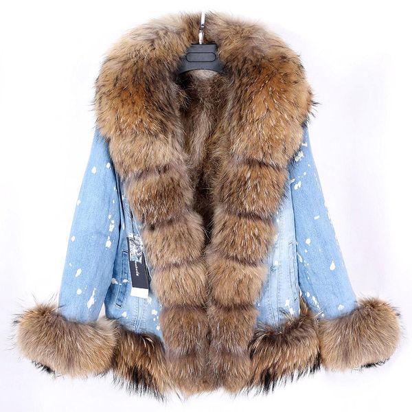 fur maomaokong2021 new winter real natural raccoon fox fur collar denim jacket short parka female rabbit fur lining women's fur coat, Black
fur maomaokong2021 new winter real natural raccoon fox fur collar denim jacket short parka female rabbit fur lining women's fur coat, Black