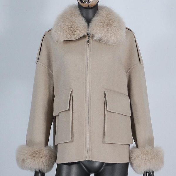 fur cxfs 2022 real fur coat winter jacket women natural fox fur collar cuffs wool cashmere blends pockets outerwear streetwear new, Black
fur cxfs 2022 real fur coat winter jacket women natural fox fur collar cuffs wool cashmere blends pockets outerwear streetwear new, Black