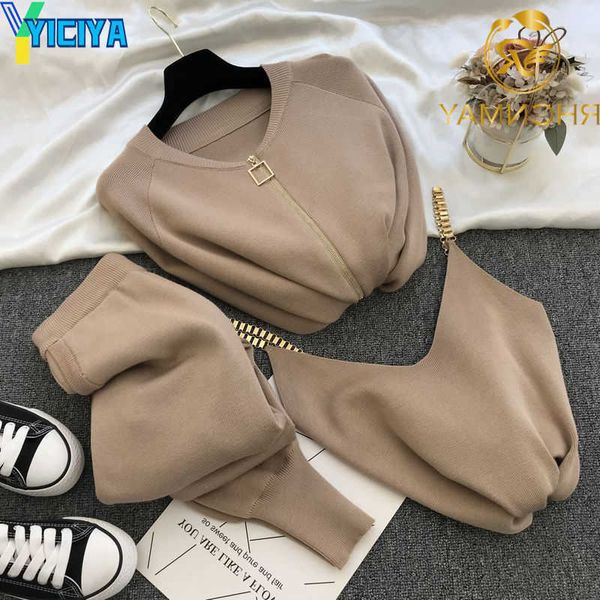 yiciya women zipper knitted cardigans sweaters + pants sets + vest woman fashion jumpers trousers 2 pcs costumes outfit female clothing, White
yiciya women zipper knitted cardigans sweaters + pants sets + vest woman fashion jumpers trousers 2 pcs costumes outfit female clothing, White