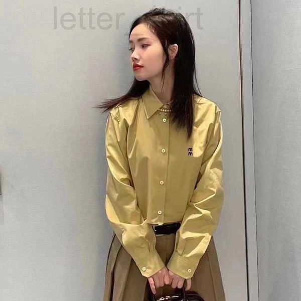 women's polos designer correct version miu house 23 spring autumn khaki thin casual short shirt blouse women w3j8, White
women's polos designer correct version miu house 23 spring autumn khaki thin casual short shirt blouse women w3j8, White
