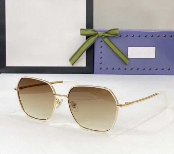 2022 women men fashion sunglasses gold metal white thin frame big brown polygon glasses available with box2897485, White;black
2022 women men fashion sunglasses gold metal white thin frame big brown polygon glasses available with box2897485, White;black