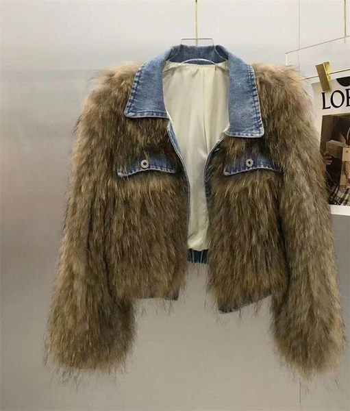 fur fashion ladies real fur jacket single breasted denim patchwork natural raccoon fur coat women, Black
fur fashion ladies real fur jacket single breasted denim patchwork natural raccoon fur coat women, Black