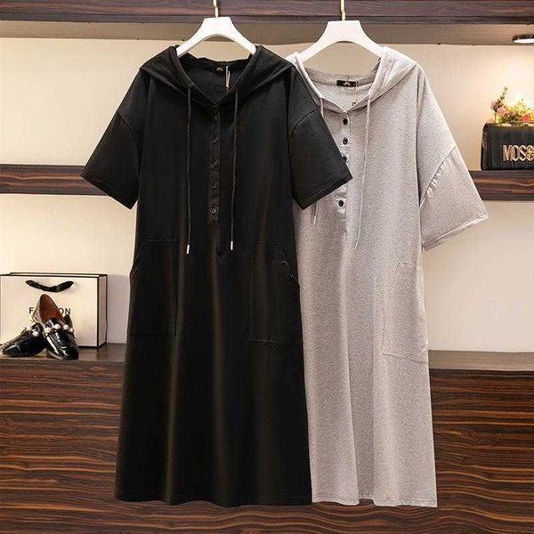 plump girls summer fashion hooded casual sweater dress large size womens wear, Black;gray
plump girls summer fashion hooded casual sweater dress large size womens wear, Black;gray