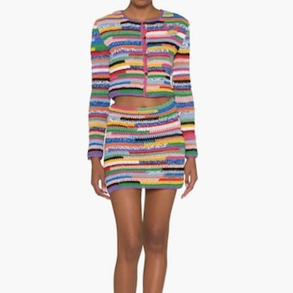 dress 22 spring summer new runway knitted set women trendy handmade knitted rainbow striped backless vest elegant slim hook flower set, White
dress 22 spring summer new runway knitted set women trendy handmade knitted rainbow striped backless vest elegant slim hook flower set, White