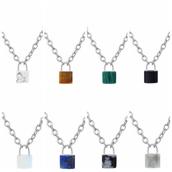 factory wholesale natural healing crystal gemstone square lock with 20inches alloy chain pendant necklace, Silver
factory wholesale natural healing crystal gemstone square lock with 20inches alloy chain pendant necklace, Silver