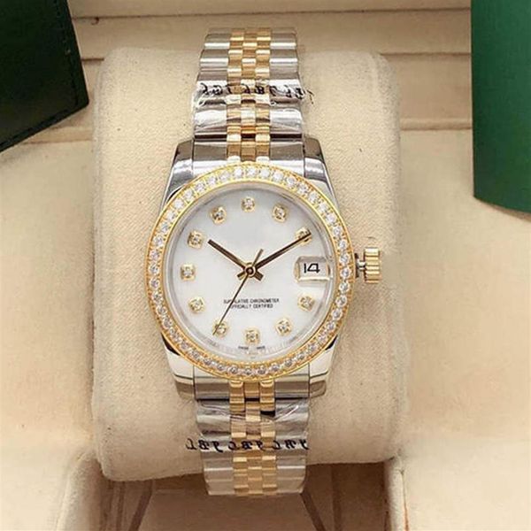 women's automatic watch calendar waterproof sapphire face 31mm diamond bezel stainless steel folding clasp2761, Slivery;brown
women's automatic watch calendar waterproof sapphire face 31mm diamond bezel stainless steel folding clasp2761, Slivery;brown