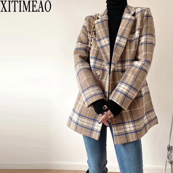 fur xitimeao new women casual woolen coat blazer office lady plaid slim suit coat double breasted thickening ladies blazers, Black
fur xitimeao new women casual woolen coat blazer office lady plaid slim suit coat double breasted thickening ladies blazers, Black